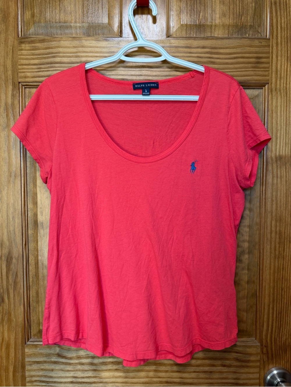 Ralph Lauren Coral Scoop Neck Short Sleeve Tee- Size L